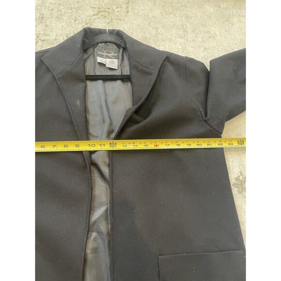 Women’s Requirements Black Wool Open Front Coat Size 10 Mid Length Collared READ - Picture 7 of 7